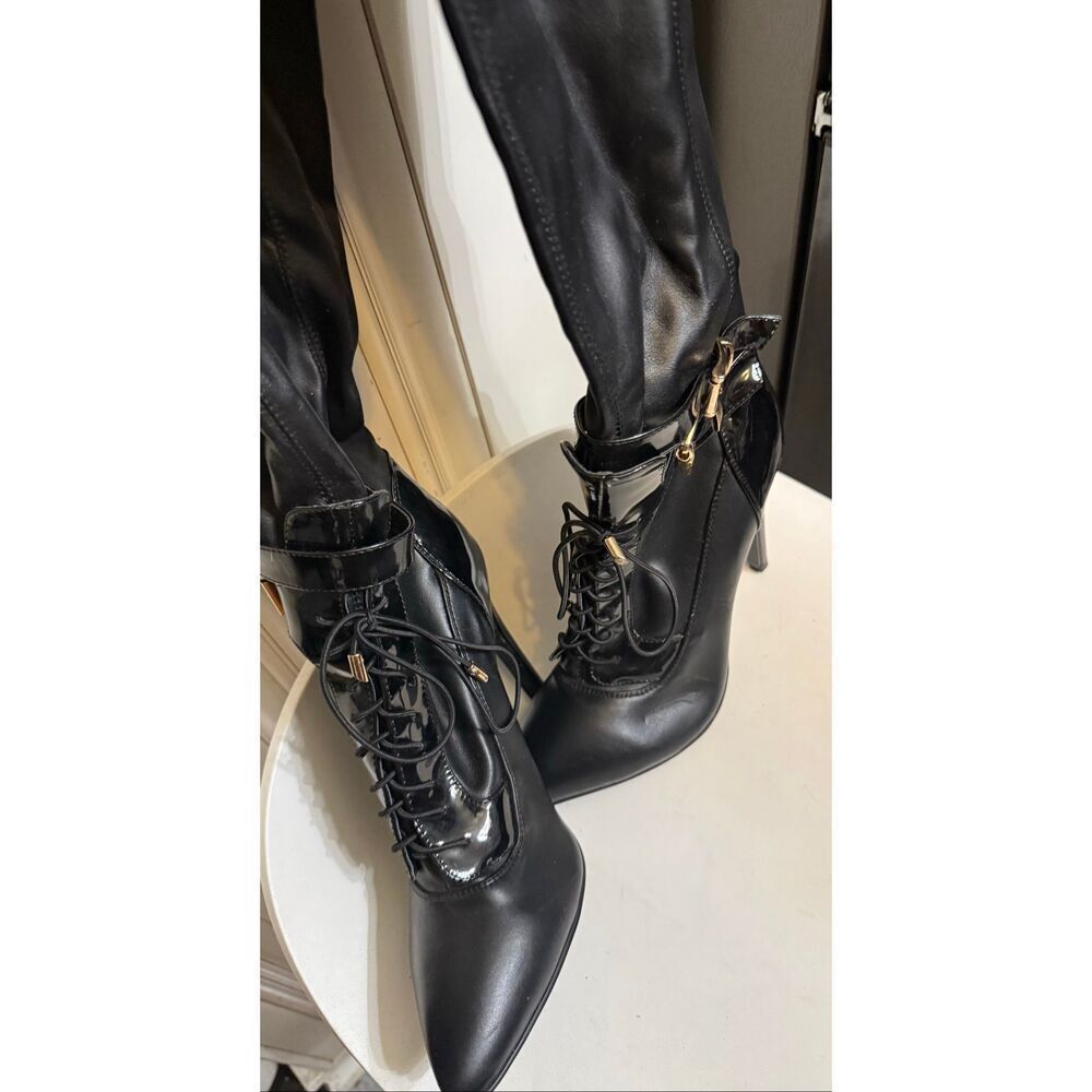 Adriana New York Womens Lace Up High-Heel Over the Knee Marco Boots Black Size 8 - Picture 5 of 16